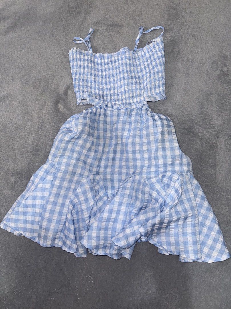 Blue Gingham Waist Cut-Ups Dress (Category: Dresses) located in Capas. Submitted by blesseee_d (Listing ID 1468749257, Image 3). Description: DM me! 💕 🫧 XS to S 🫧 adjustable straps.