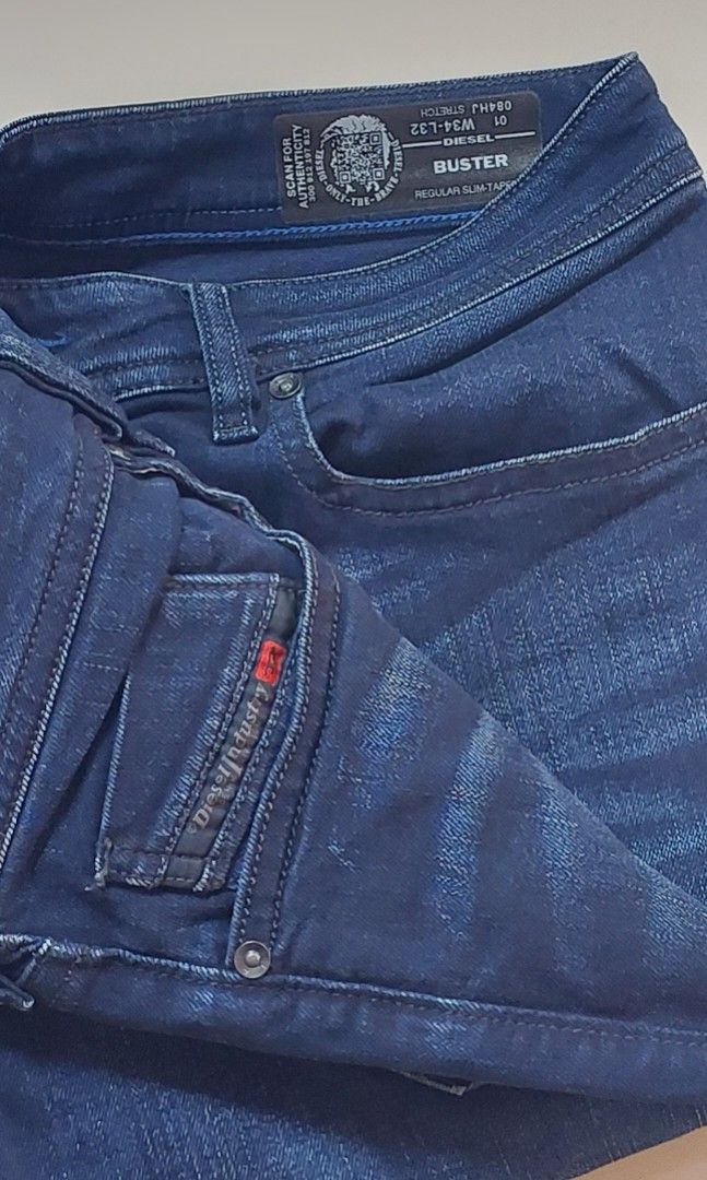 💯VENDED🫰 (Category: Jeans) located in Pozorrubio. Submitted by infinite_grind_0.1 (Listing ID 1468735454, Image 1). Description: 💯[BNWOT] Authentic Diesel Buster Slim-Tapered Jeans W34 L32 (Bought in Dubai)👌 • Brand: DieselModel: Buster (Regular Slim-Tapered) • Wash/Code: 084HJ Stretch / 01 • Size: Waist 34 / • Length 32 (W34-L32) • Condition: 10/10 (Brand new, never used, zero flaws) • Origin: Purchased in Dubai, UAE • Price: ₱4,500.