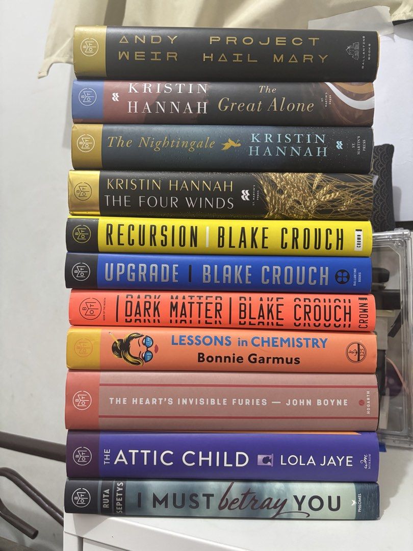BOTM Books (Category: Storybooks) located in Manila. Submitted by princesskimbap01 (Listing ID 1468769049, Image 1). Description: 750 each The Nightingale The Great Alone The Four Winds Project Hail Mary Dark Matter 450 each Recursion Upgrade Lessons in Chemistry The Heart's Invisible Furies The Attic Child I Must Betray You MOP: GCash, GoTyme, BPI MOD: J&T .