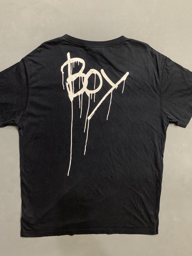 BOY London Black Eagle Logo T-Shirt (Category: Tshirts & Polo Shirts ) located in Kalibo. Submitted by gneiss2002 (Listing ID 1468846690, Image 2). Description: - Brand: BOY London - Color: Classic Black - Design: Iconic white eagle graphic with block lettering on chest and back design BOY - Material: Soft, premium cotton for daily comfort - Fit: Standard crew neckline and short sleeves - Condition: Excellent / Well-maintained - Style: Casual str