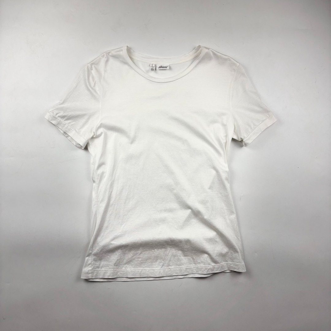 Brioni Cotton T-Shirt (Category: Shirts) located in Makati City. Submitted by ragrepository (Listing ID 1468737672, Image 1). Description: Brioni Cotton T-Shirt Tagged as Large Length- 24” Pit to pit- 17.5” Sleeves- 7” Shoulder-15” Condition-9/10 Flaw- None .