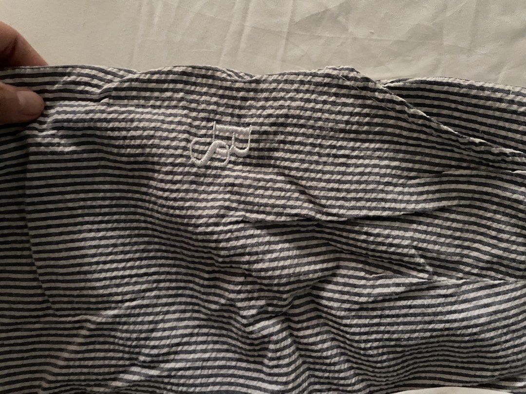 BSCO Striped Pants | Size XS | Pre-loved (Category: Clothes Drying Rack) located in Quezon City. Submitted by imnoturmom (Listing ID 1468753974, Image 3). Description: Selling my BSCO blue and white striped pants! • Brand: BSCO • Size: XS • Elastic waistband with drawstring • With pockets • Condition: Good Easy to style for casual, minimalist, or comfy everyday outfits! 💰 Price: 350 pesos last price 📩 Message me for inquiries! RFS: Decluttering