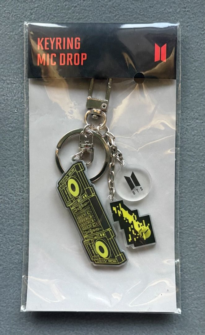 BTS MIC Drop Keyring (Category: K-Wave Merchandise) located in Baguio. Submitted by shine.dream.smile (Listing ID 1468767401, Image 1). Description: Condition - Sealed - Damages/imperfections: Scratch Details - Inclusions: Actual product (as seen in photos) and seller’s packaging - Rarity: Uncommon to Rare - Availability: On hand - Seller is not the original owner. Payment and Other Fees - No packing fee - Seller will ship the package / book a co