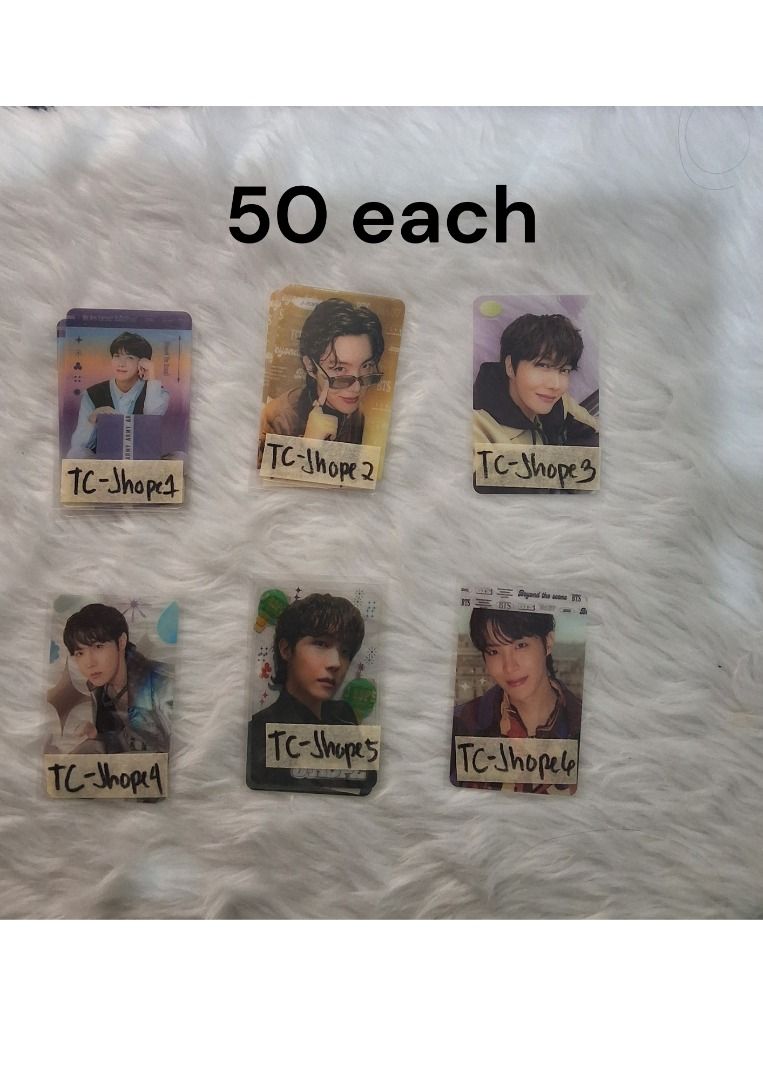 BTS Transparent Photocards (Category: K-Wave Merchandise) located in Imus. Submitted by purple_rain17 (Listing ID 1468743782, Image 1). Description: Hi, ARMY! I'm letting go of some of my BTS collection and offering clearance prices on selected items. Hoping to find new homes for these merch babies with fellow ARMYs who will cherish them! - Unofficial Photocards purchased in Seoul South Korea: J-Hope, Jimin, Jin, RM, and Suga available - Price: O
