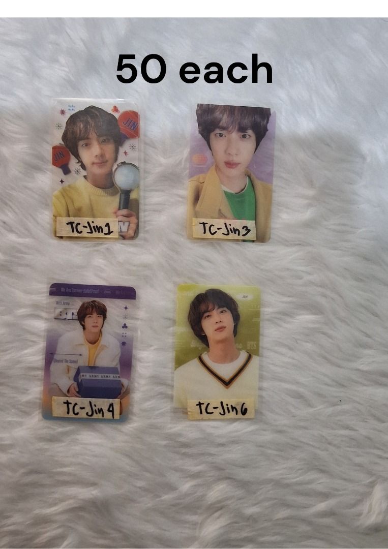 BTS Transparent Photocards (Category: K-Wave Merchandise) located in Imus. Submitted by purple_rain17 (Listing ID 1468743782, Image 3). Description: Hi, ARMY! I'm letting go of some of my BTS collection and offering clearance prices on selected items. Hoping to find new homes for these merch babies with fellow ARMYs who will cherish them! - Unofficial Photocards purchased in Seoul South Korea: J-Hope, Jimin, Jin, RM, and Suga available - Price: O