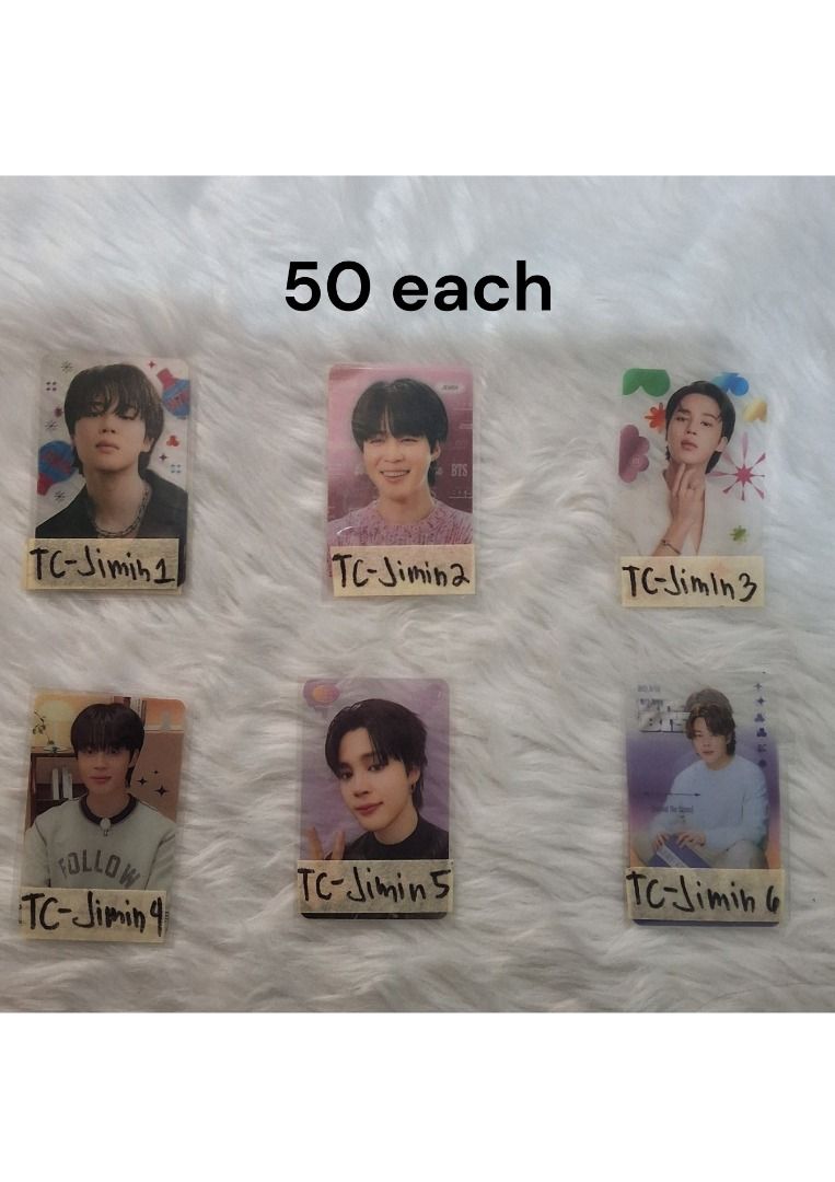 BTS Transparent Photocards (Category: K-Wave Merchandise) located in Imus. Submitted by purple_rain17 (Listing ID 1468743782, Image 2). Description: Hi, ARMY! I'm letting go of some of my BTS collection and offering clearance prices on selected items. Hoping to find new homes for these merch babies with fellow ARMYs who will cherish them! - Unofficial Photocards purchased in Seoul South Korea: J-Hope, Jimin, Jin, RM, and Suga available - Price: O
