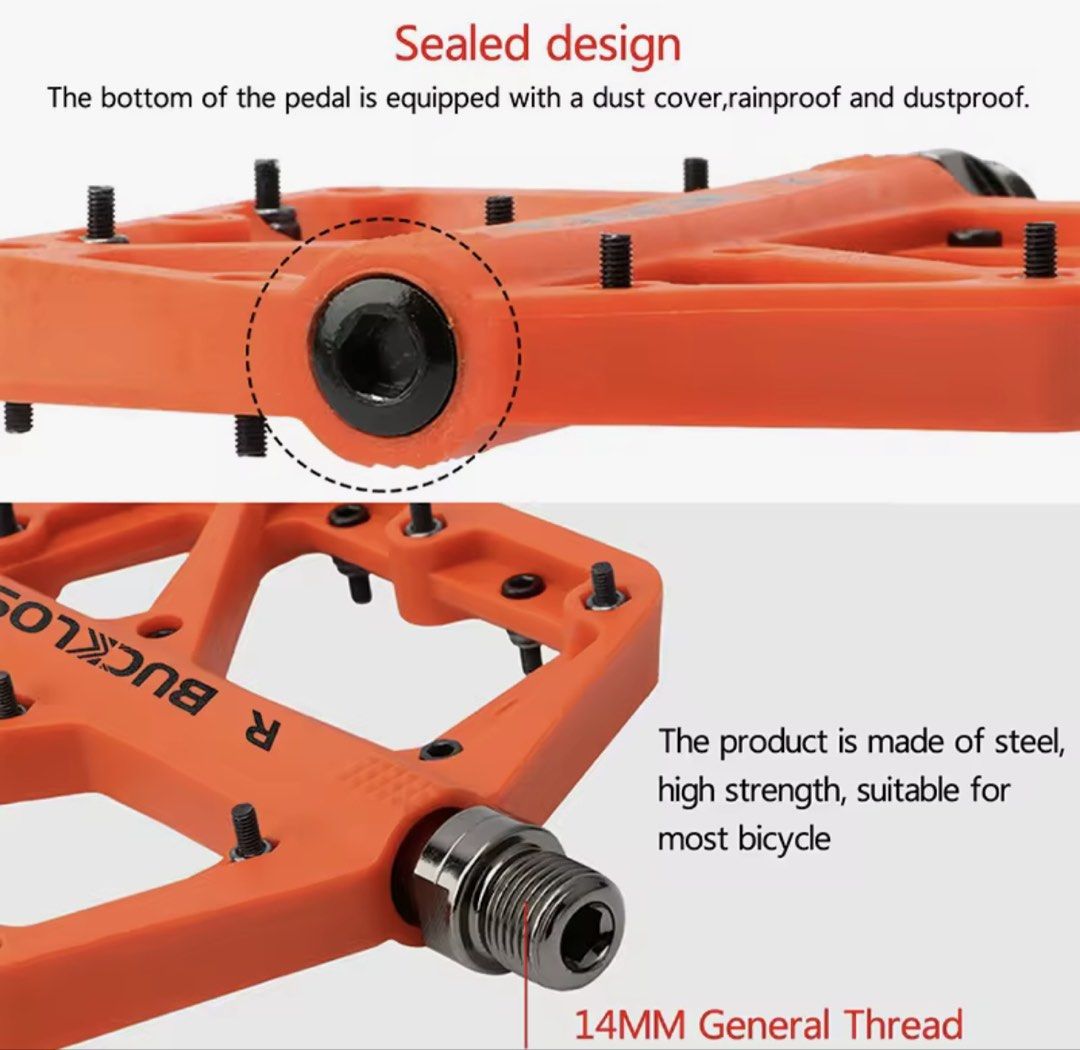 Bucklos Bike Pedal (Category: Bicycles) located in Carmona. Submitted by nplusultra (Listing ID 1468924619, Image 3). Description: BUCKLOS ultralight nylon pedals are designed for road, mountain, and hybrid bikes, offering a lightweight and durable option to enhance cycling performance. Their non-slip surface ensures reliable grip, improving safety and control for riders of all levels. Equipped with long-lasting bearings, these pedals provide smo