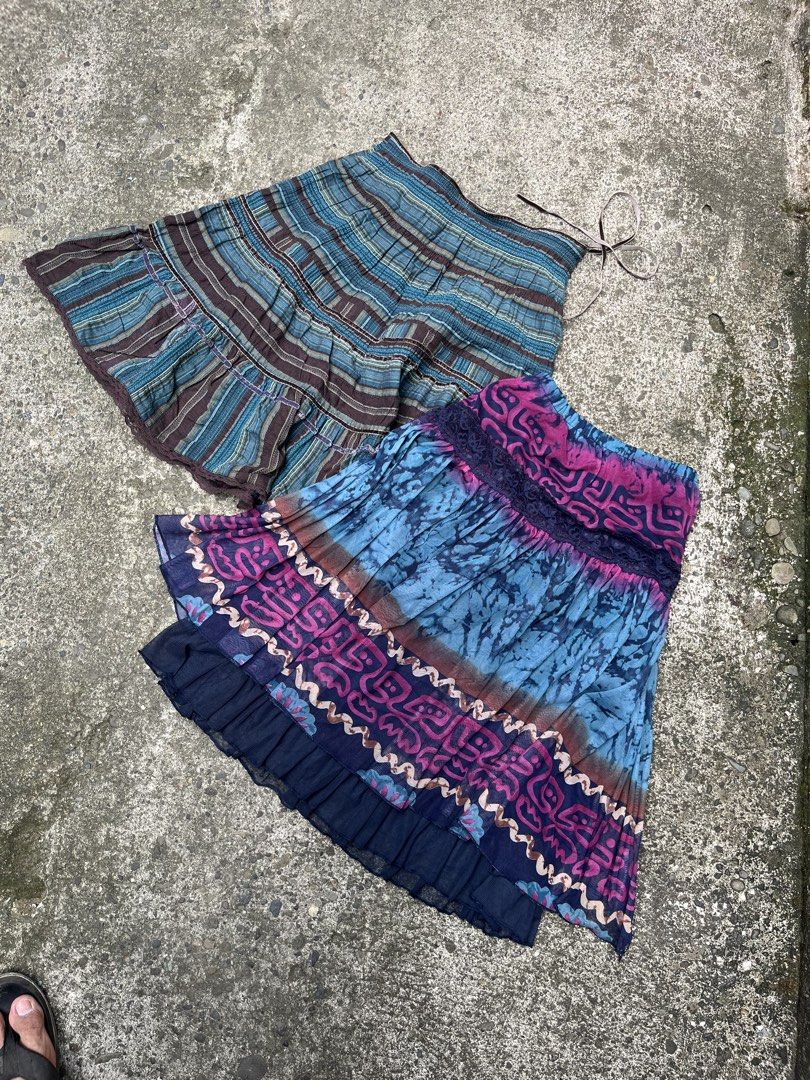 Bundle of 4 Bohemian and Patterned Mini Skirts (Category: Skirts) located in Manila. Submitted by silent_howl (Listing ID 1468840266, Image 1). Description: - Set of 4 stylish mini skirts - Includes 2 boho layered skirts (tribal and striped patterns) - Includes 2 printed skirts (animal print and abstract lines) - Great for mixing and matching different outfits - Versatile additions to your wardrobe.