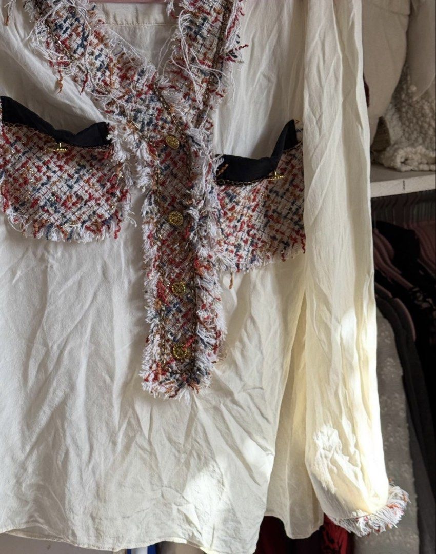 Button Up Blouse with Tweed Accents (Category: Blouses) located in Lapu Lapu. Submitted by bzzzzarah (Listing ID 1468918111, Image 3). Description: .