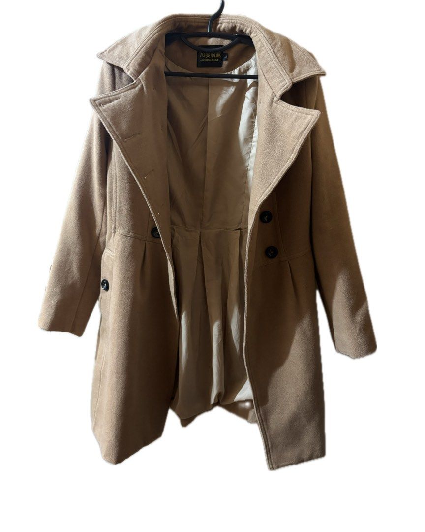 Camel/ Light brown wool coat (Category: Coats, Jackets and Outerwear) located in Baguio. Submitted by michm (Listing ID 1468768766, Image 3). Description: Thick material, see last photo for minor flaw on the inside Best fits XS to S, I’m now a semi-M and the shoulders are a bit tight for me Length: 33” —— Please note that Colors may vary slightly due to lighting, photos, and screen settings. But I do my best to describe each item accurately. No r