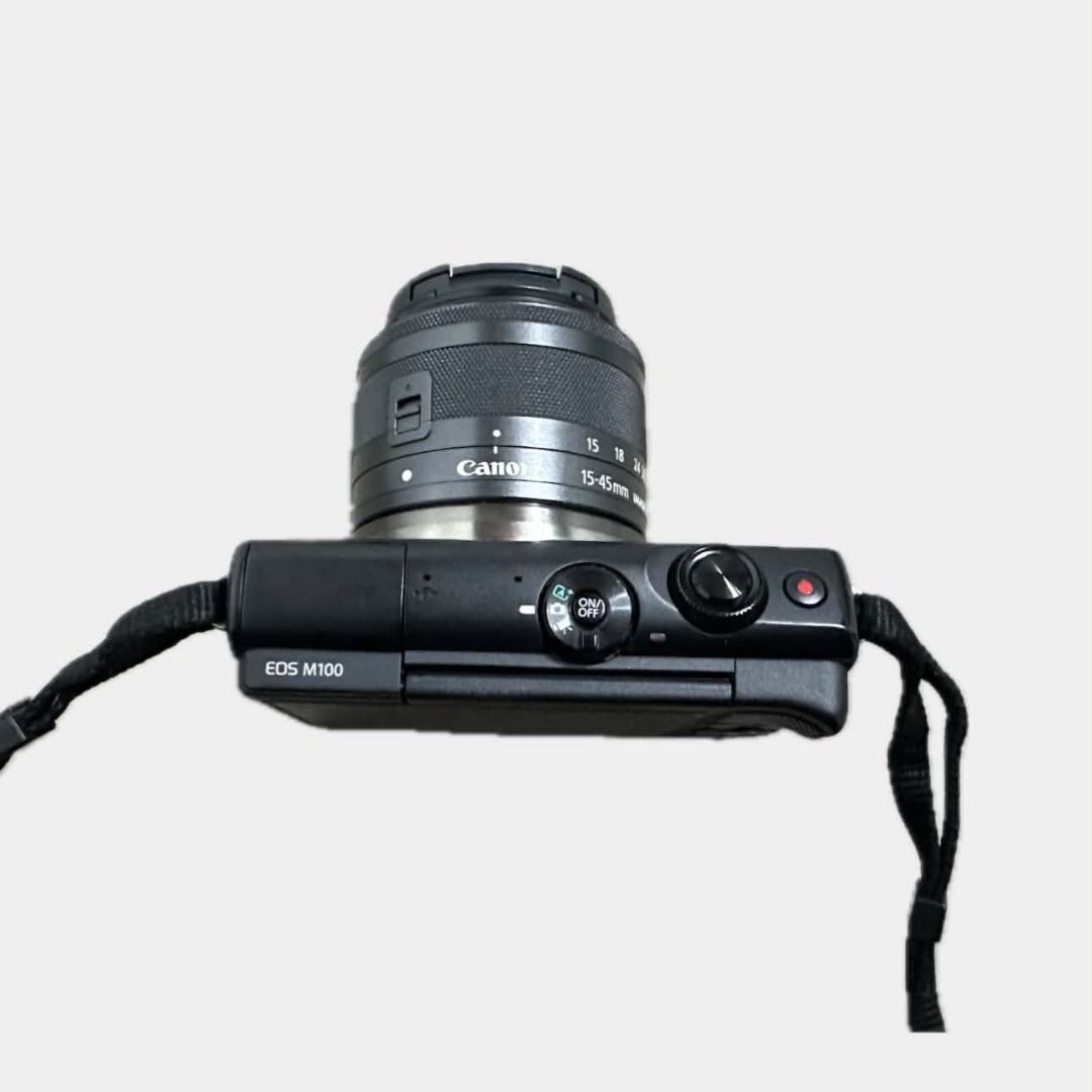 Canon eos m100 mirrorless camera (Category: Cameras) located in Paranaque City. Submitted by annvzsn (Listing ID 1468798072, Image 3). Description: Color: black Bought in: carousell Condition: well used Details: - 24.2 megapixels - APS-C CMOS Sensor - Interchangeable lens system - 3-inch 180° flip-up touchscreen - Built-in pop-Up flash - Wifi + bluetooth - Full HD 1080p video - Auto & scene modes - Compact & lightweight mirrorless camera - All is