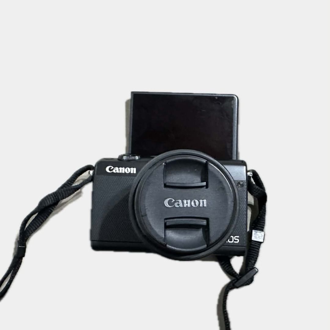 Canon eos m100 mirrorless camera (Category: Cameras) located in Paranaque City. Submitted by annvzsn (Listing ID 1468798072, Image 2). Description: Color: black Bought in: carousell Condition: well used Details: - 24.2 megapixels - APS-C CMOS Sensor - Interchangeable lens system - 3-inch 180° flip-up touchscreen - Built-in pop-Up flash - Wifi + bluetooth - Full HD 1080p video - Auto & scene modes - Compact & lightweight mirrorless camera - All is