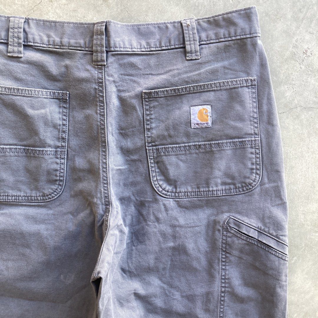 Carhartt Gray Relaxed Fit (Category: Jeans) located in Santa Barbara. Submitted by evrysundayvintage (Listing ID 1468927847, Image 2). Description: Dimenions Waist: 36” Length: 44” Leg opening: 9” Stains Complete tags Very minimal scratch.