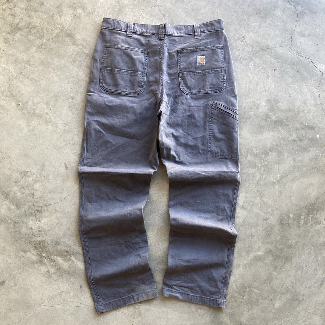 Carhartt Gray Relaxed Fit (Category: Jeans) located in Santa Barbara. Submitted by evrysundayvintage (Listing ID 1468927847, Image 1). Description: Dimenions Waist: 36” Length: 44” Leg opening: 9” Stains Complete tags Very minimal scratch.