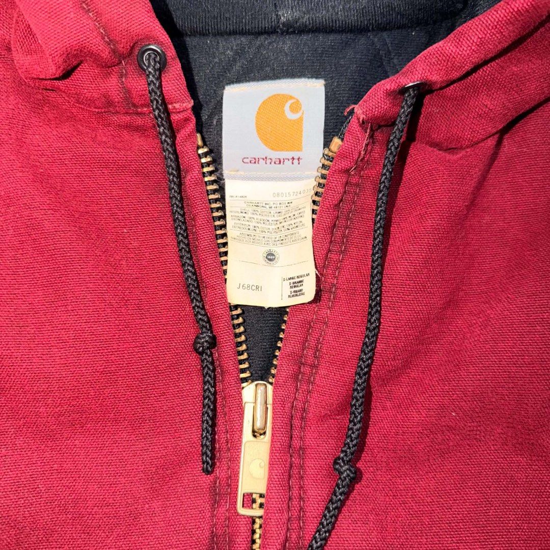 Carhartt J68CRI Quilted Flannel-Lined Active Jacket Red (Category: Coats, Jackets and Outerwear) located in Santa Rosa. Submitted by n.vallermosa (Listing ID 1468919767, Image 3). Description: J68 Crimson Red Size on tag XL Dimes 27x26.5 Issues: Good fade, signs of usage, minimal faded patch but not yet expired Very prestine condition Price 42000 or OBO - Brand: Carhartt - Model: J68CRI Active Jacket - Color: Red Duck Canvas - Size: XL Regular - 