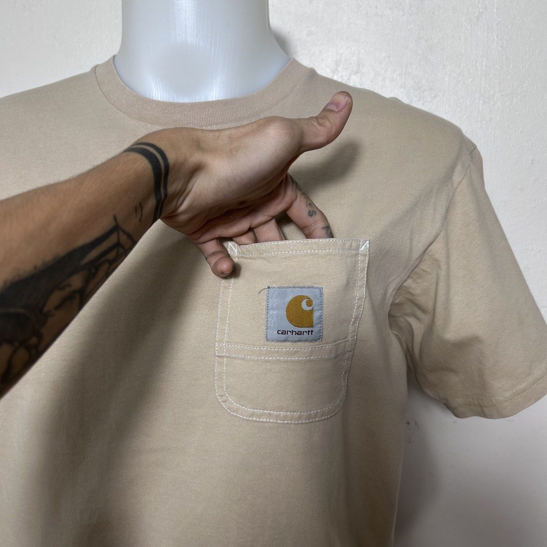 CARHARTT WIP BEIGE POCKET TEE (Category: Tshirts & Polo Shirts ) located in Dipolog. Submitted by edthrfts (Listing ID 1468899029, Image 2). Description: ✅ ALREADY WASHED AND SANITIZED 📐Width: 21 📐Length: 27 Fit to: LARGE Condition: 9.5/10 Color: 9.5/10 Issue: None.