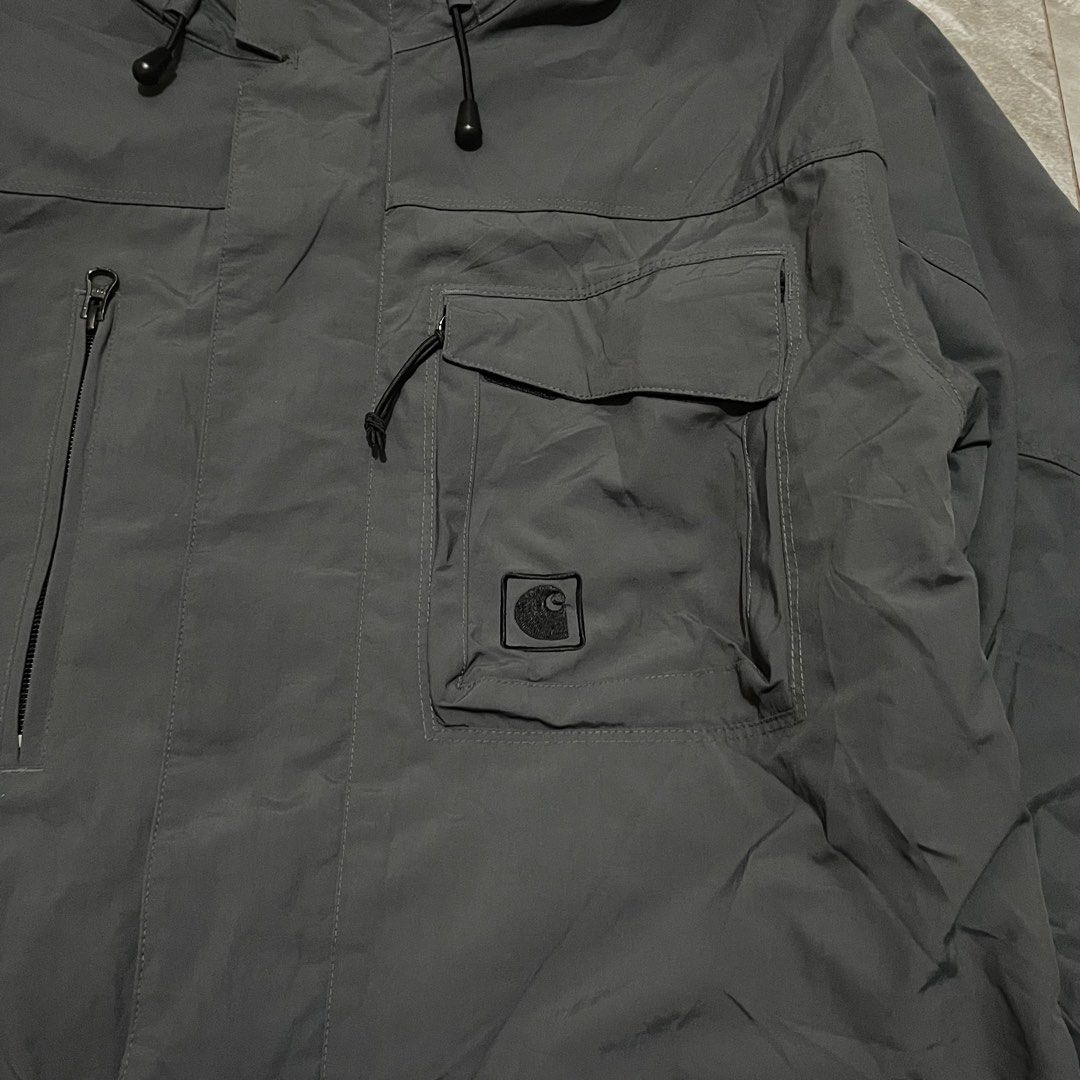 Carhartt WIP Grey Shield Utility Jacket (Category: Coats, Jackets and Outerwear) located in Manila. Submitted by astral_ (Listing ID 1468822756, Image 3). Description: Carhartt WIP Grey Shield Utility Jacket Size: Medium Condition: Excellent Issue: None Dimes Width: 23 in Length: 29 in Price: 3,000 shipped.