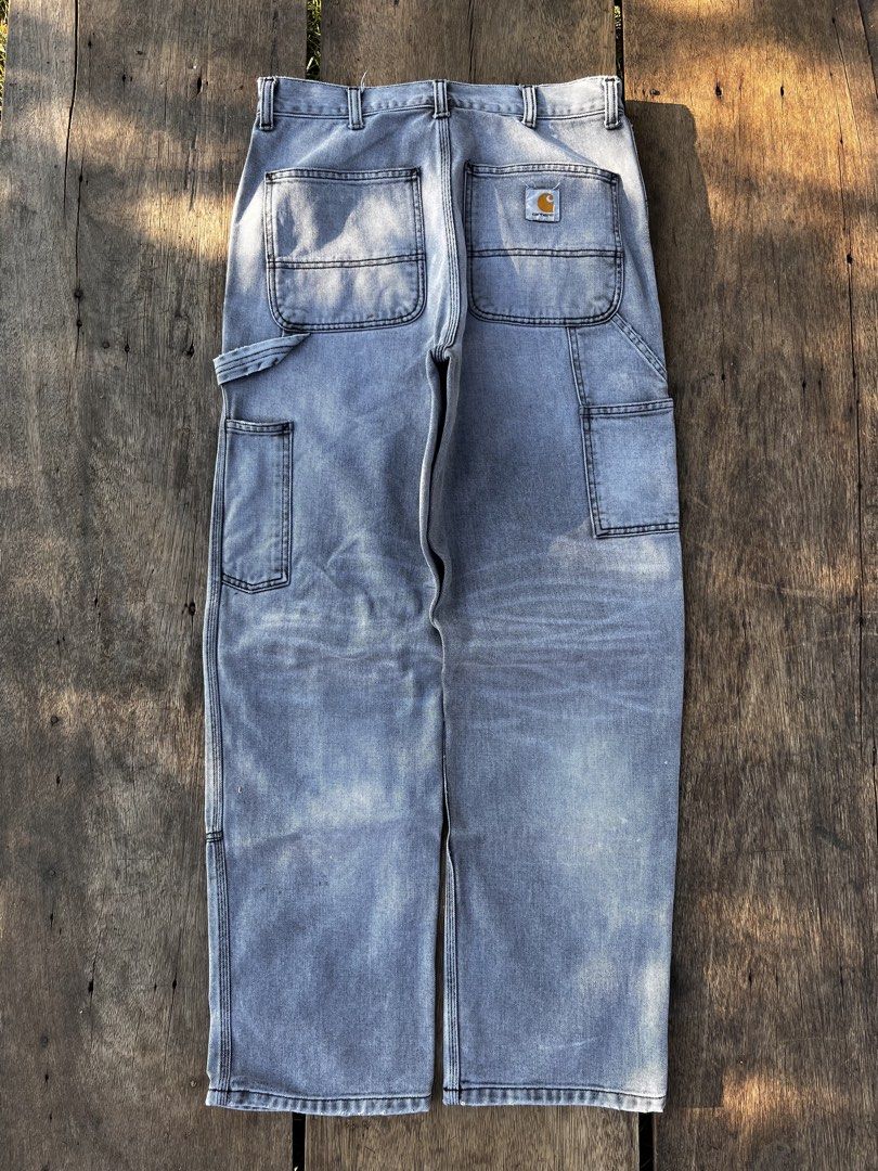 Carhartt Double Knee Carpenter Denim Pants Light Wash (Category: Jeans) located in Mapandan. Submitted by thriftyfits.670 (Listing ID 1468927421, Image 1). Description: CARHARTT DOUBLE KNEE 32 43 14 9.5 super minimal stains.