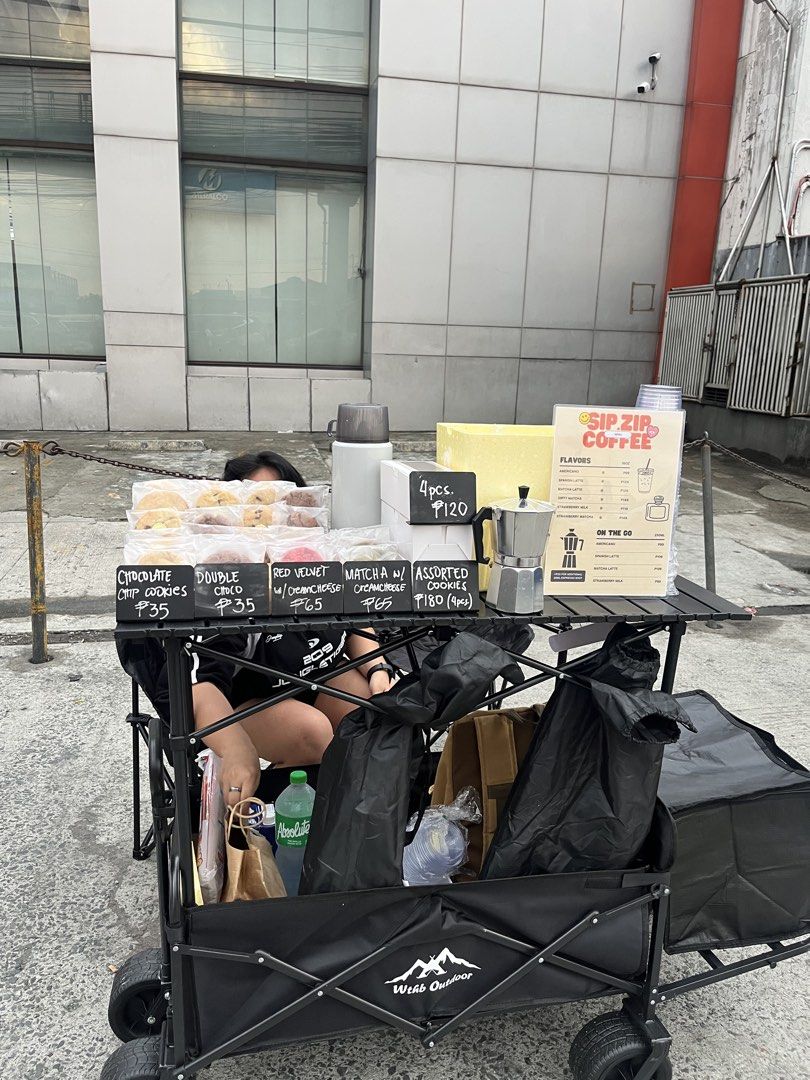 Cart Trolley (Category: Hiking & Camping) located in Antipolo. Submitted by einjul (Listing ID 1468917852, Image 3). Description: - Heavy-duty outdoor utility wagon with a built-in folding table top - Massive 180L capacity, supports up to 280kg .