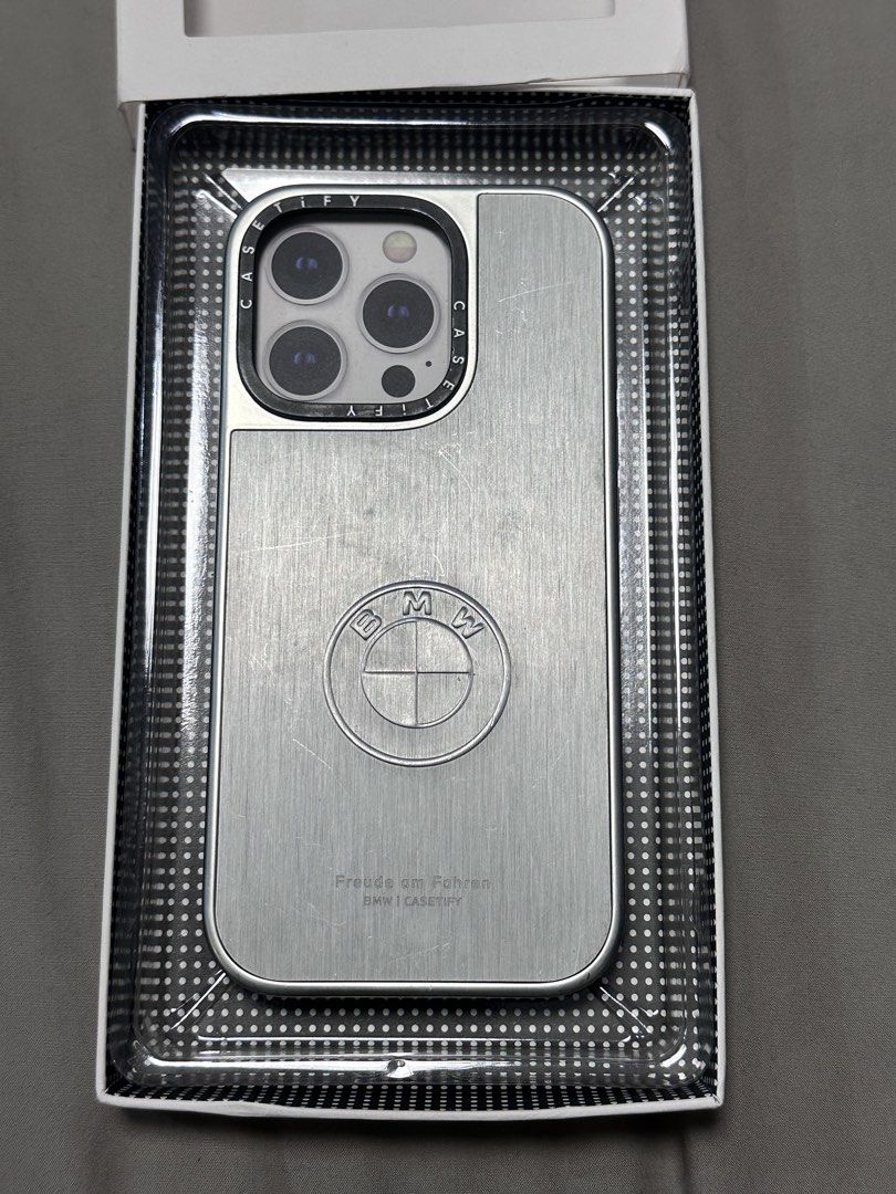 CasetifyXBMW Aluminum Case (Category: Other Mobile & Gadget Accessories) located in Quezon City. Submitted by noelc23 (Listing ID 1468888019, Image 1). Description: - Official Casetify x BMW collaboration phone case for Iphone 16 pro - Premium brushed aluminum finish in silver -Has Scratches and minimal chips at the aluminum material due to usage Srp 7k+.