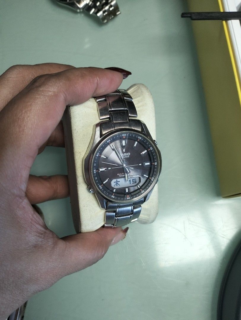 Casio Lineage Tough Solar Analog Digital Watch (Category: Men's Watches) located in General Mariano Alvarez. Submitted by ma.miafajardo1219 (Listing ID 1468925530, Image 1). Description: - Model: Casio Lineage watch - Movement: Tough Solar (charges under indoor/outdoor light) - Display: Analog-digital dial - Band: Stainless steel bracelet link band - Condition: Minor scuffs on the metal case and bracelet from daily use - Performance: Keeps accura