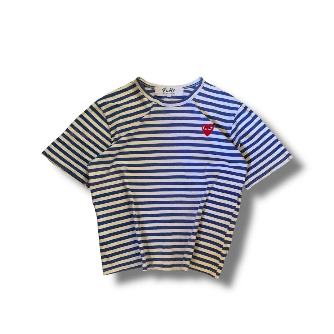 Cdg play tee (Category: Tshirts & Polo Shirts ) located in Manila. Submitted by _blessmeo (Listing ID 1468776091, Image 1). Description: 20 width 22 length s on tag embroid heart stain & discoloration .