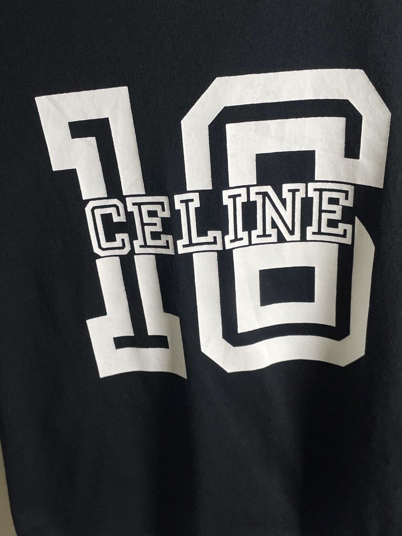 Celine 16 Logo shirt (Category: Shirts) located in Cebu City. Submitted by thrifted.john (Listing ID 1468909934, Image 2). Description: Celine 16 Logo shirt - Size M on tag - Dimes: W17 / L22 - Excellent / As new - 10/10 colorate & condition - no issue 1,280 Loc: Cebu Unli Vc, Vouch.