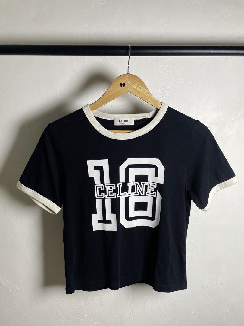 Celine 16 Logo shirt (Category: Shirts) located in Cebu City. Submitted by thrifted.john (Listing ID 1468909934, Image 1). Description: Celine 16 Logo shirt - Size M on tag - Dimes: W17 / L22 - Excellent / As new - 10/10 colorate & condition - no issue 1,280 Loc: Cebu Unli Vc, Vouch.
