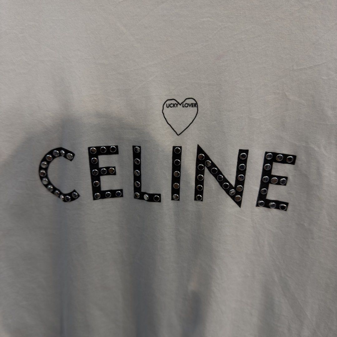 Celine by Hedi Slimane Studded White Shirt (Category: Tshirts & Polo Shirts ) located in Manila. Submitted by jerichomal82553 (Listing ID 1468899713, Image 3). Description: Celine by Hedi Slimane Studded White Shirt 21 by 27 Good Condition Complete Tags CLAIM 1300.