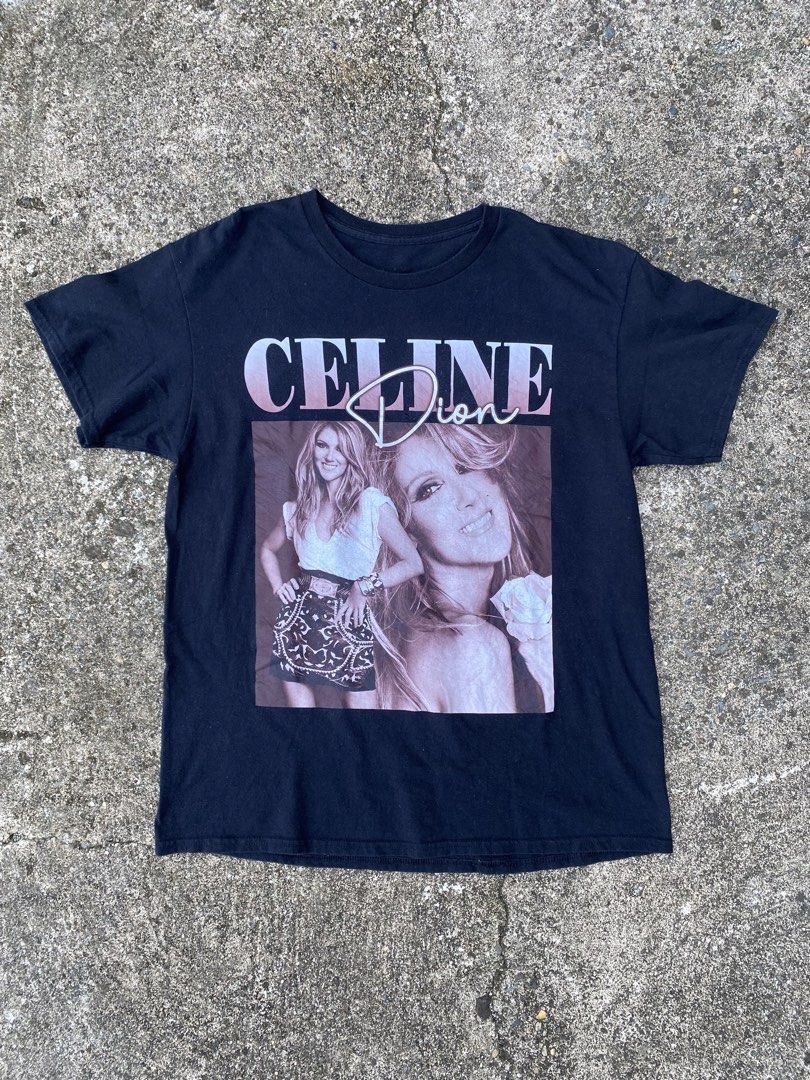 Celine Dion Shirt (Category: Tshirts & Polo Shirts ) located in Bulacan. Submitted by badass.thrift.finds (Listing ID 1468840182, Image 1). Description: Celine Dion Shirt Size large 21 Width 29 length .