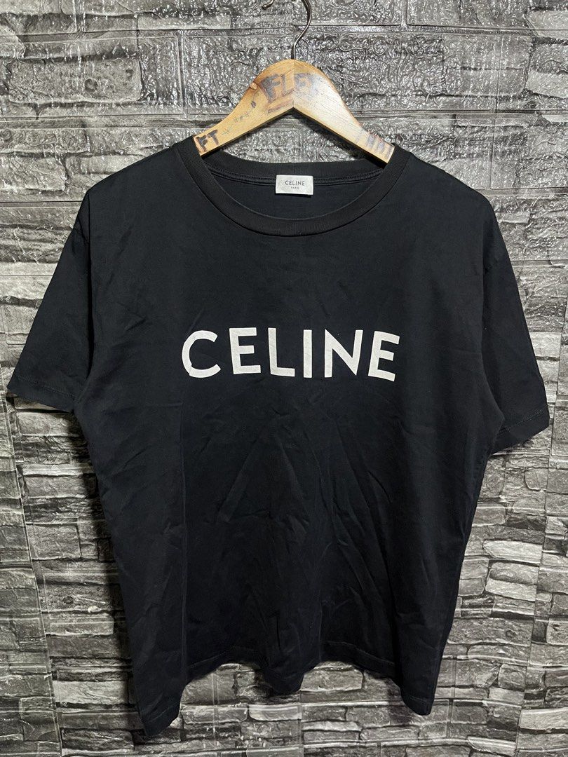 Celine Script Shirt (Category: Luxury Apparel) located in Manila. Submitted by flex_curation (Listing ID 1468725324, Image 1). Description: 21x26 IN VERY GOOD CONDITION BACOOR CAVITE LOC.