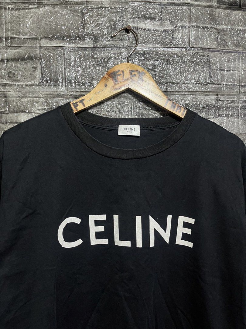 Celine Script Shirt (Category: Luxury Apparel) located in Manila. Submitted by flex_curation (Listing ID 1468725324, Image 2). Description: 21x26 IN VERY GOOD CONDITION BACOOR CAVITE LOC.