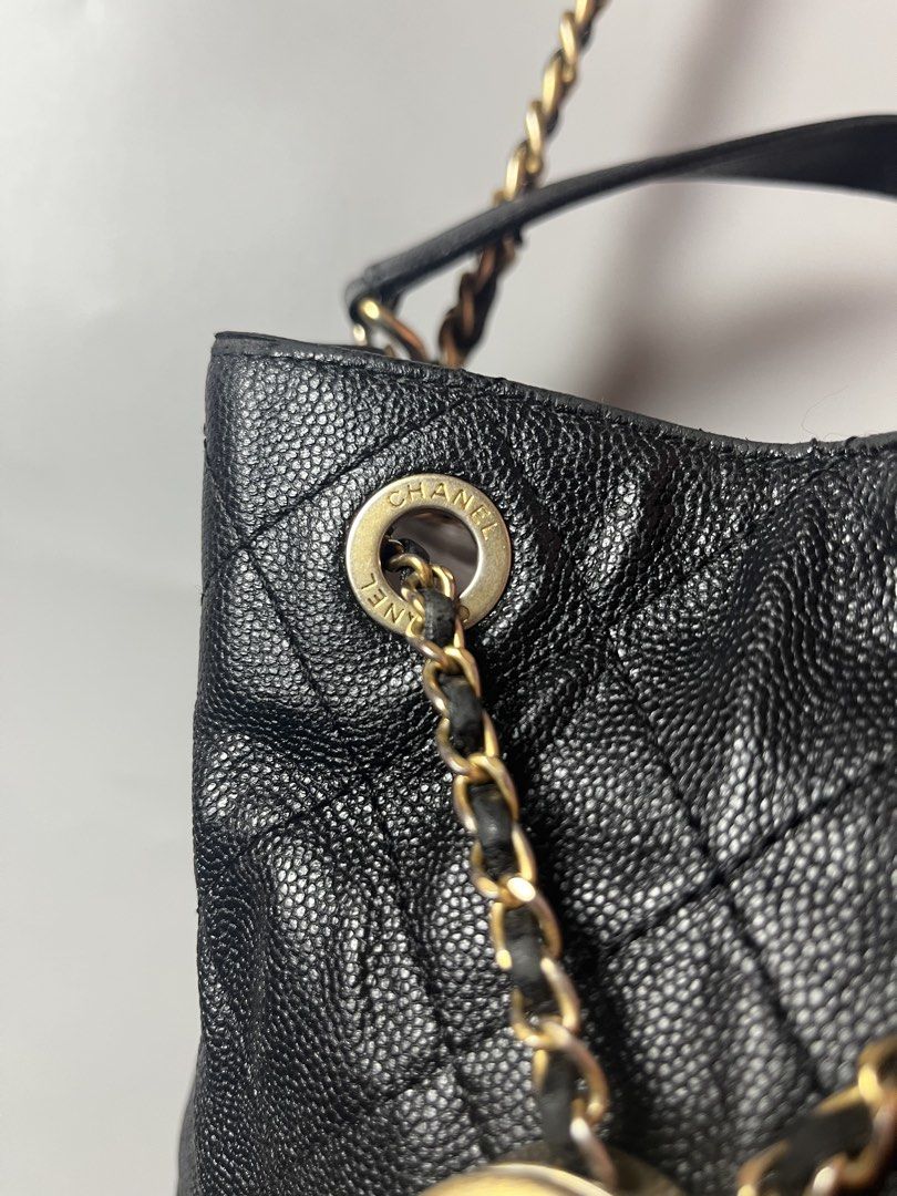 Chanel caviar therapy bucket bag (Category: Cross-body Bags) located in Quezon City. Submitted by theideal (Listing ID 1468884956, Image 3). Description: Read first before buy Legit/Authentic Chanel caviar therapy bucket bag Missing hologram No box and papers Still in good condition Needs clean inside Minor scratch and crease due to sign of use No major flaws See picture details posted.