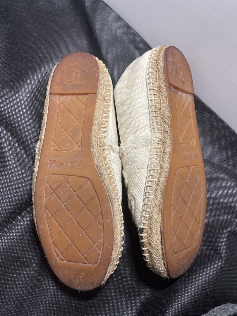 Chanel espadrille canvass (Category: Slippers and slides) located in Mandaluyong City. Submitted by coolmeybab (Listing ID 1468729671, Image 2). Description: Chanel Canvass espadrille Size 37 womens .