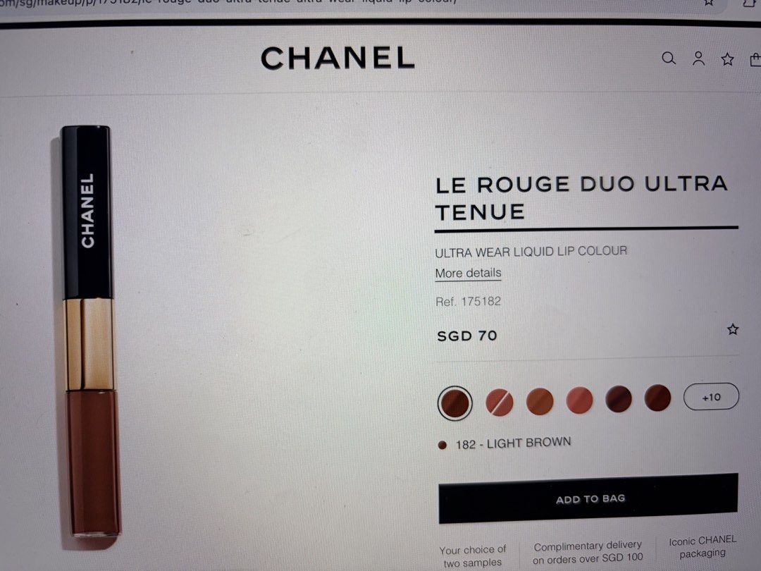 Chanel Liquid Lipstick 182 Light Brown (Category: Makeup) located in Taguig. Submitted by jennifer_sells (Listing ID 1468796737, Image 3). Description: - Brand: Chanel Original price: 70 SGD (around 3400) - Product: Liquid Lip Colour - Shade: 182 Light Brown - Size: 4.5 ml / 0.15 fl oz - Origin: Made in Italy - Finish: Glossy with a long-lasting formula - Condition: slightly used - does not suit me RFS With box Slightly nego only.