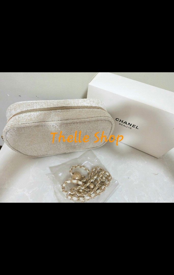 Chanel VIP gift bag pouch with sling (Category: Luxury Bags & Wallets) located in Binan City. Submitted by thelleshop (Listing ID 1468887559, Image 2). Description: Selling low! ✅️Chanel VIP gift bag pouch with sling ✅️Actual pics posted ✅️color WHITE only ✅️with generic sling and box ✅️Strictly no returns/exchange ✅️plus SF sh*pee check out available.