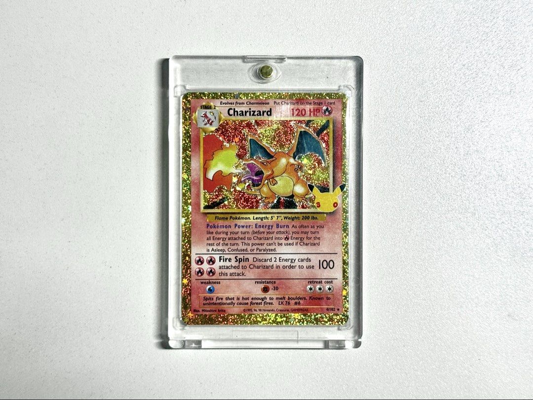 Charizard 4/102 Rare (Category: Raw Singles) located in Cainta. Submitted by mikeym1kes (Listing ID 1468847840, Image 1). Description: Freshly pulled last October 17, 2026 Can provide video upon request. RFS: Already have one Trade offers to other 30th Anniversary hits Location: Cainta / Marikina / BGC Payment: Gcash / Bank / Cash.
