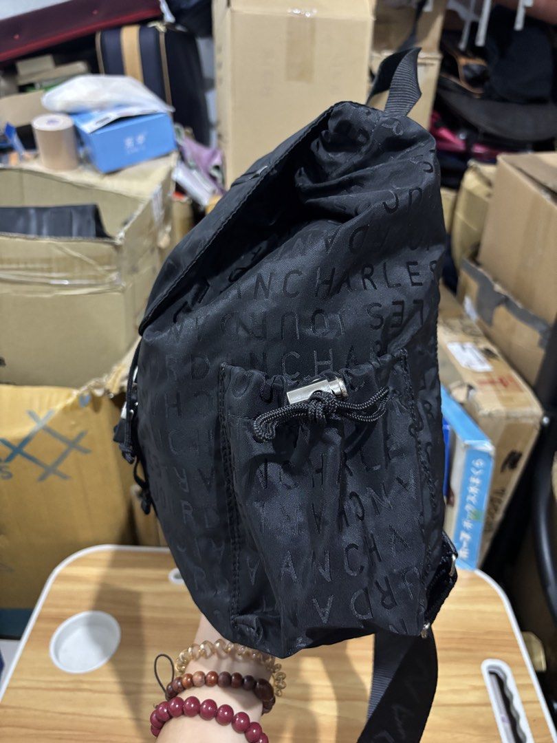 CHARLES JOURDAN Logo Backpack (Category: Backpacks) located in Calamba. Submitted by alnsurplus.028 (Listing ID 1468733610, Image 2). Description: CHARLES JOURDAN Logo Backpack black Charles Jourdan monogram nylon backpack with a front flap buckle and zip pocket Like new condition No issue We ship nationwide Lalamove/J&T Loc: Calamba, Laguna.