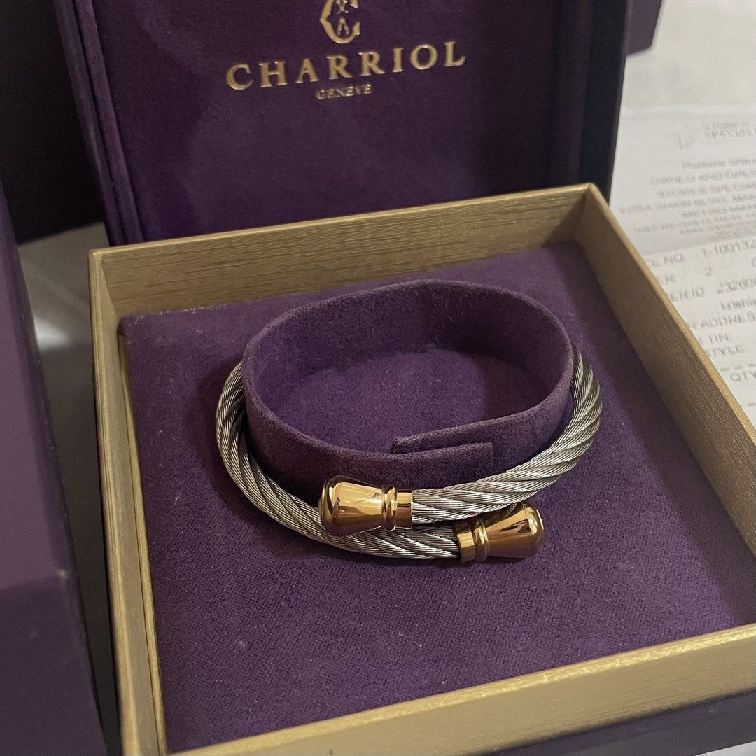 Charriol Geneva Cable Bangle Bracelet (S) (Category: Bracelets) located in Mandaluyong City. Submitted by krsch (Listing ID 1468739151, Image 1). Description: Selling my Charriol Geneva cable bangle bracelet. Includes box, outer box and paper bag Bought 17,950. April 2026.