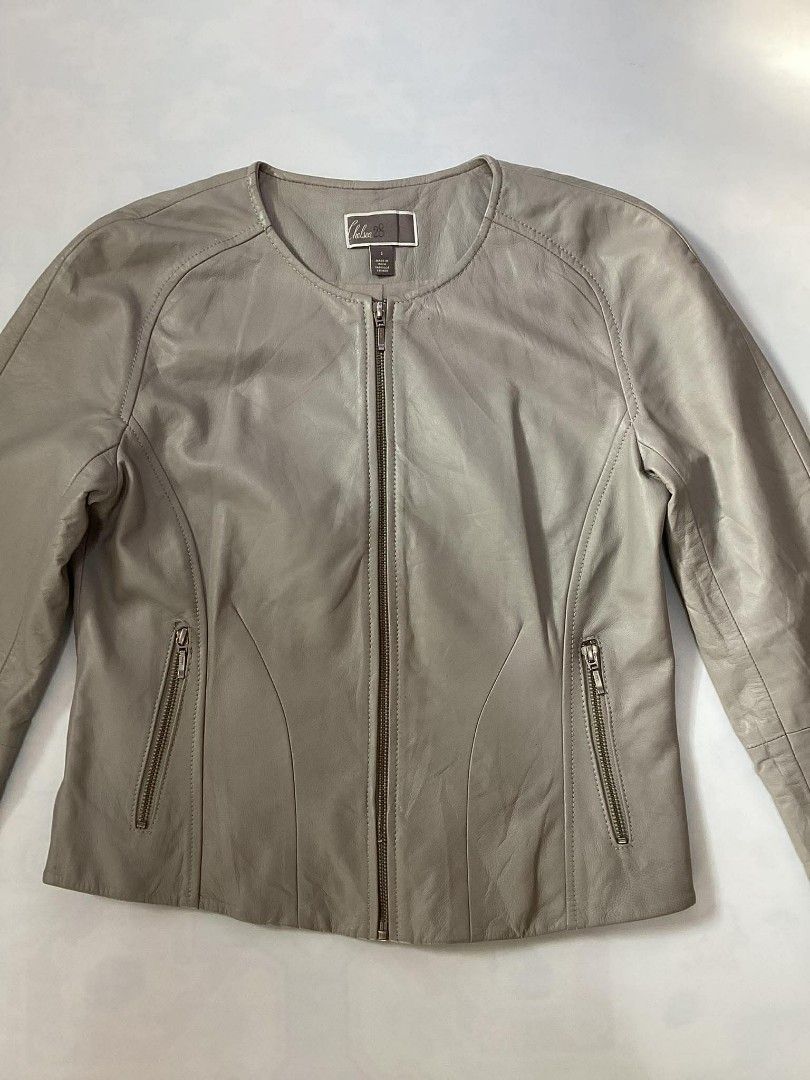 Chelsea 28 Leather Jacket (Category: Coats, Jackets and Outerwear) located in Rizal. Submitted by daddyjayofficialph (Listing ID 1468746357, Image 3). Description: Sale❗Sale❗Sale❗ Chelsea 28 Leather Jacket. Size: 18x21 Best Fit Small to Medium. Color: Gray. Condition: Excellent. No Issue. As New. Location: Rizal, Nueva Ecija. Ship Via J&T. DM📩.