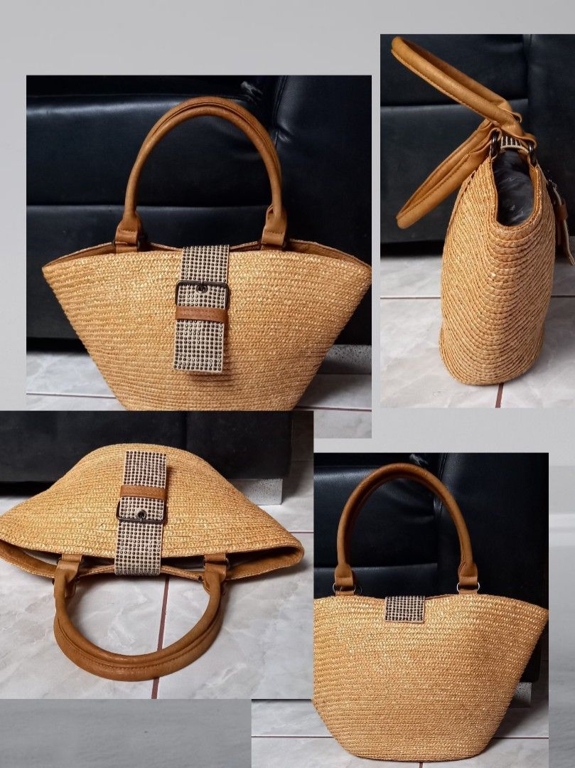 Chic Rhinestone-Embellished Raffia Flared Basket Tote Bag (Category: Tote Bags) located in Bacoor. Submitted by aithriftcloset (Listing ID 1468797278, Image 2). Description: 👌No kapintasan alagang ina 💡Chic Rhinestone-Embellished Raffia Flared Basket Tote Bag ✨️Description: Add a touch of resort glamour to your look with this beautiful rhinestone-embellished raffia basket bag. Blending rustic, woven textures with eye-catching sparkle, this medi