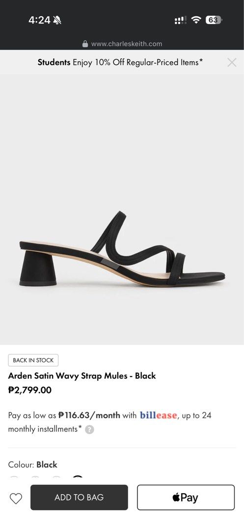 C&k Satin wavy strap mules (Category: Heels) located in Taguig. Submitted by prelovebyj_ (Listing ID 1468922923, Image 1). Description: used once! rfs: declutter with box and paperbag.
