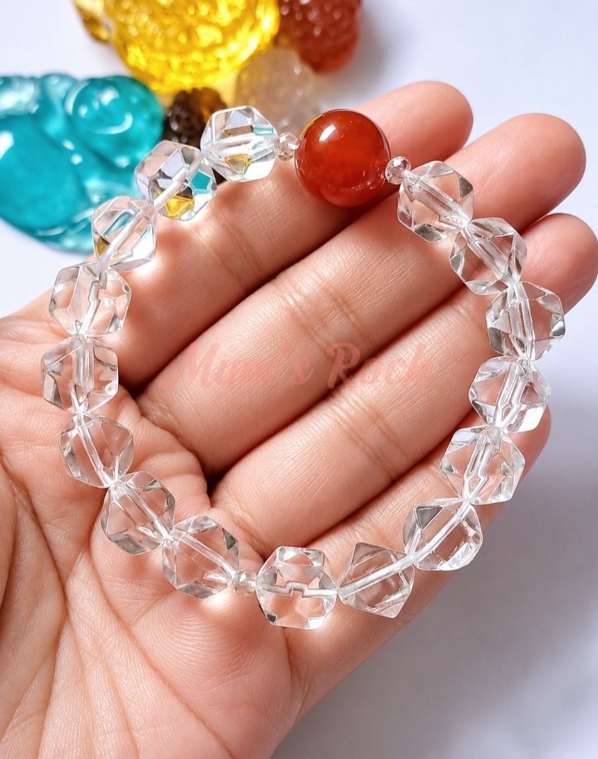 CLEAR QUARTZ + RED CARNELIAN POWER BRACELET (Category: Bracelets) located in Taguig. Submitted by mimisrack (Listing ID 1468929383, Image 1). Description: 🤍Clarity meets courage. Focus meets fire. -Amplifies intentions and sharpens decision-making -Boosts confidence and bold action -Powerful combo for new goals, business, and fresh starts -Diamond-cut with vibrant red energy -Perfect for boss moves and breakthrough moments -Wear it when you need