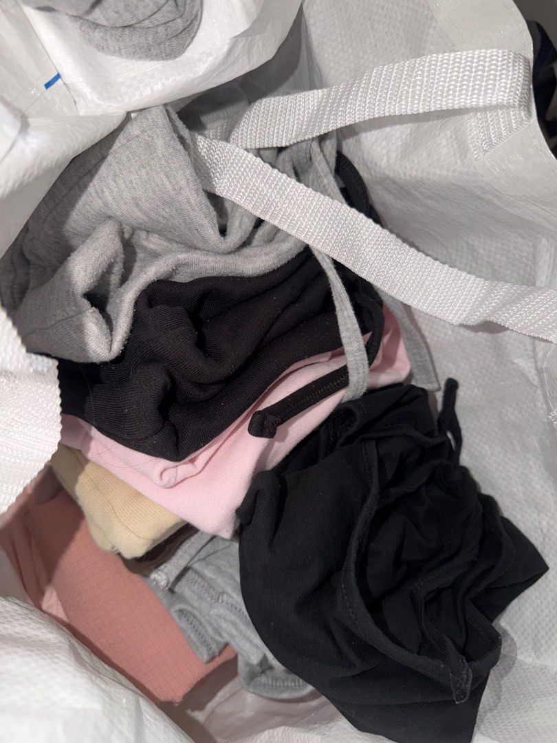 Clothes bundle!! (Category: Shorts) located in Singapore. Submitted by nicole2220 (Listing ID 1468630675, Image 1). Description: Size ranges from XS-M - Bundle of versatile everyday wear - 1 black short body con dress - 5 MABEAU lounge shorts (black, brown, grey, beige, pink) - 2 pairs of classic blue denim jeans - 2 sweet dresses (1 solid pink, 1 strawberry floral pattern) - 2 pairs of pajamas (pink, purple) - 2 skirts (grey, brown leopard) - As
