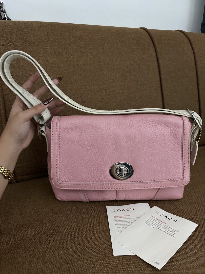 Coach Hampton Turn-Lock Flap Shoulder Bag (Category: Shoulder Bags) located in Manila. Submitted by k_urieee (Listing ID 1468859894, Image 1). Description: Guaranteed Authentic - Pre-loved - Rank SA/A - Condition: 9.5/10 - No major issues (send me a DM for more detailed pictures of the item) - Clean interior & exterior of the bag - Intact rubber lining - No tarnish in hardwares, still in excellent condition - All items are preloved. Please manage