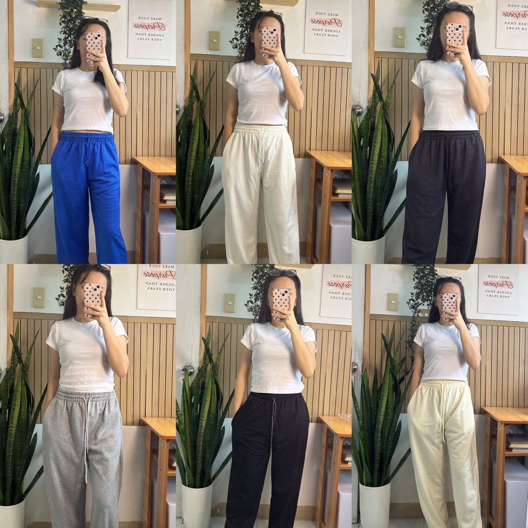 Comfy High-Waisted Drawstring Sweatpants Casual Lounge Pants (Category: Joggers) located in Manila. Submitted by clevertree_a98fb7 (Listing ID 1468762703, Image 1). Description: - Style: High-waisted, relaxed wide-leg - Material: Thick and soft fabric for extra warmth - Features: Elastic waistband with adjustable drawstring - Colors: Available in a variety of solid colors - Perfect for: Lounging at home or running errands.