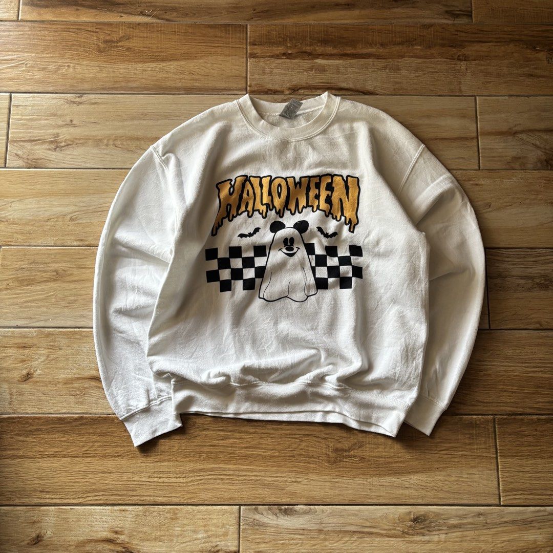 cool halloween ghost white graphic sweater (Category: Coats, Jackets and Outerwear) located in Calamba. Submitted by wearlikenobody (Listing ID 1468739698, Image 1). Description: Length: 25” Width: 20” Condition: 10/10 Issue: None Size: m.