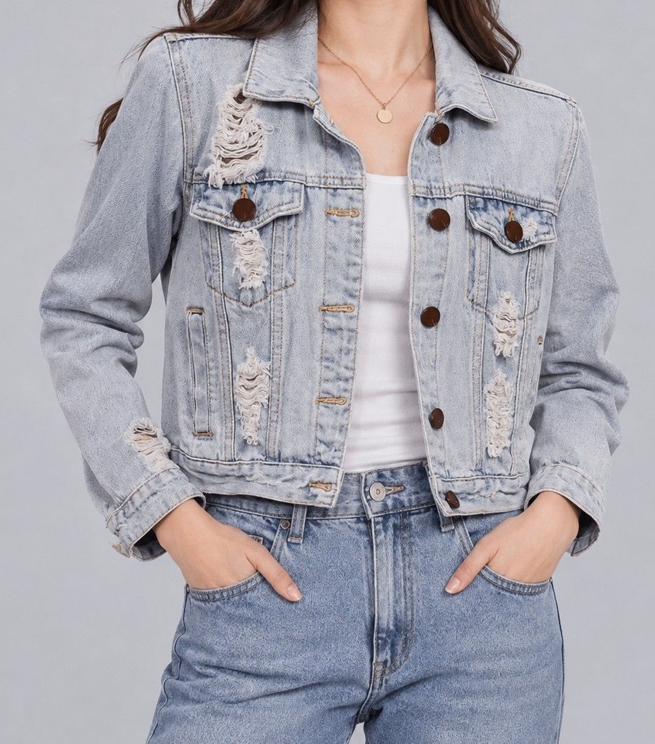 Cotton On Light Acid Denim Jacket (Category: Coats, Jackets and Outerwear) located in Mandaluyong City. Submitted by route1900 (Listing ID 1468901578, Image 1). Description: 📍Original. Store bought. 📍Semi Crop 📍Small - Semi Large 📍So nice when worn. 💛.