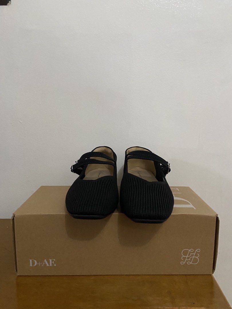 D+AF Black Mary Jane Knit Flats (Category: Flats & Sandals) located in Paranaque City. Submitted by millictea (Listing ID 1468842095, Image 3). Description: - Brand: D+AF - Style: Black knit flats with chic square toe - Design: Double strap with adjustable silver metal buckles - Comfort: Super soft, breathable material, slip-on style - Inclusions: Comes with original shoebox - Condition: Excellent / Like new - Perfect for daily wear, work, or cas