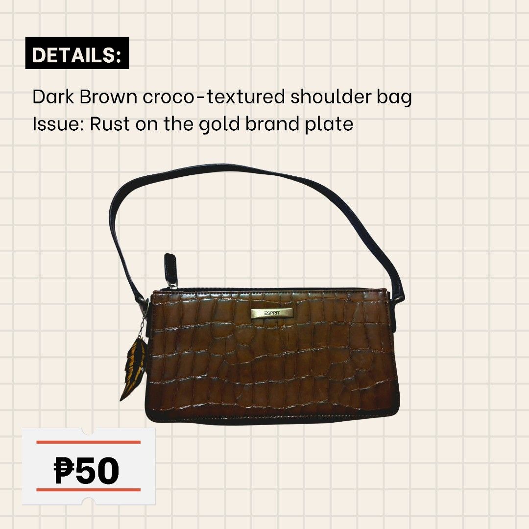 Dark Brown Textured Shoulder Bag (Category: Shoulder Bags) located in Manila. Submitted by keyshi_20 (Listing ID 1468795881, Image 1). Description: It is a pre loved item that wasn't used for a long time and now we're selling it for a lower price. Buyer will shoulder the shipping fee..